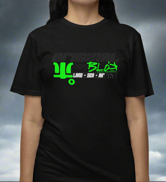 Land Sea Air - Front Print - with Green & Black Print - Women's Relaxed Fit