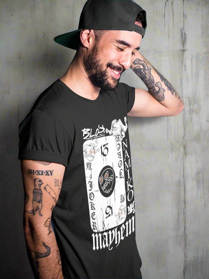 Poker Face - Front Print - in White - Men's Loose Fit Graphic T-Shirt