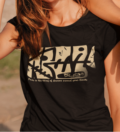 BLOK Fish Bone - Sand Print Women's Slim Fit Graphic T-Shirt