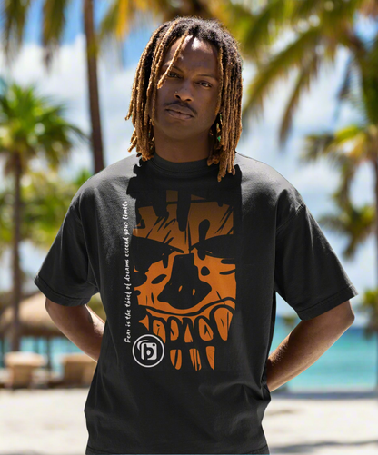 Tiki Skull - Front Print - in Orange - Oversize