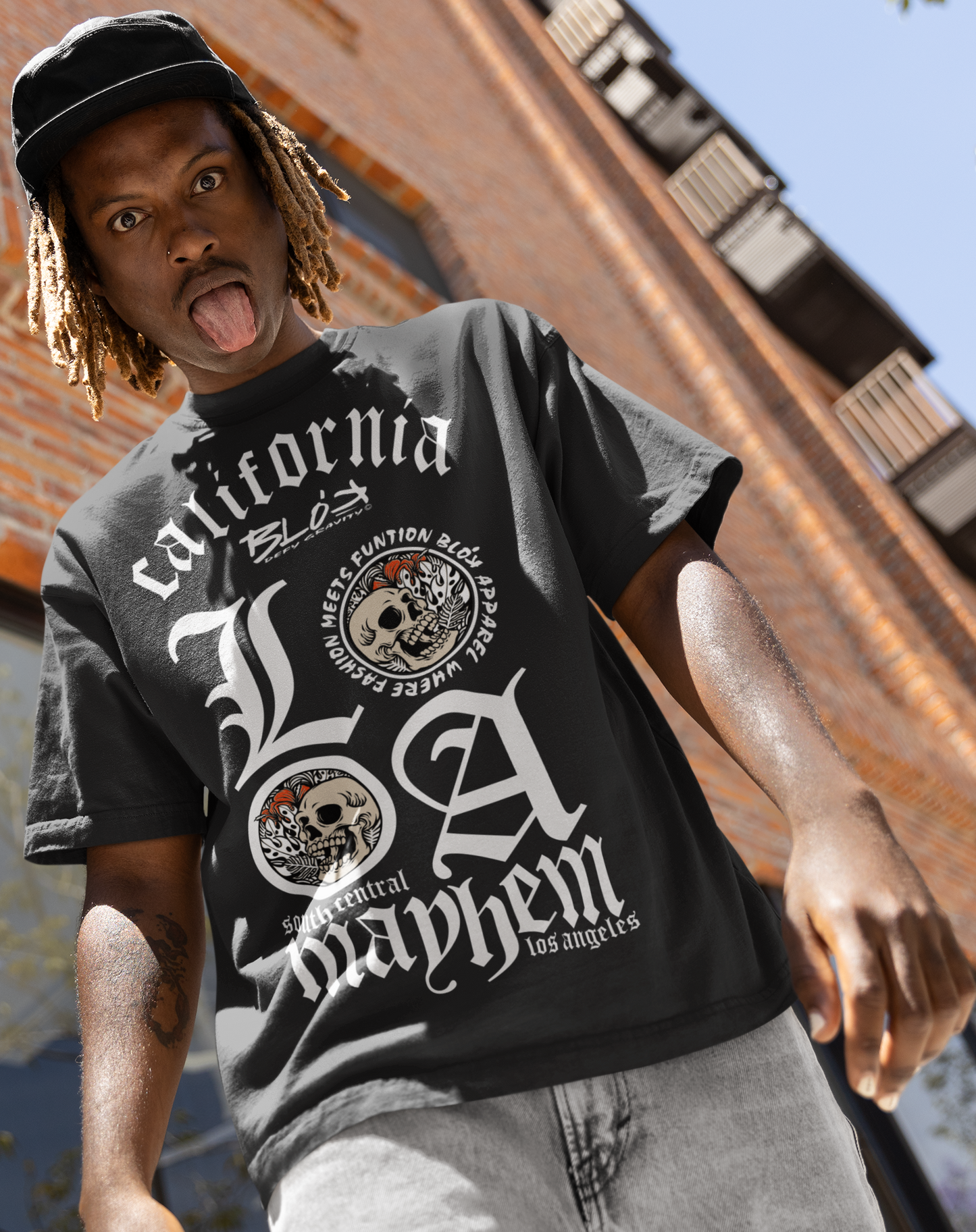 LA Mayhem - Front Print - in White - Oversize Men's Graphic T-Shirt