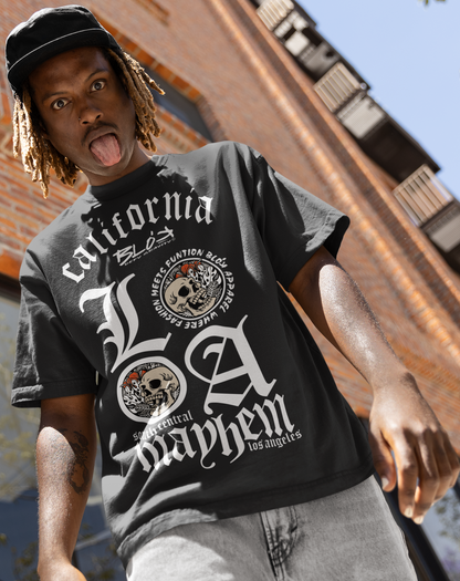 LA Mayhem - Front Print - in White - Oversize Men's Graphic T-Shirt
