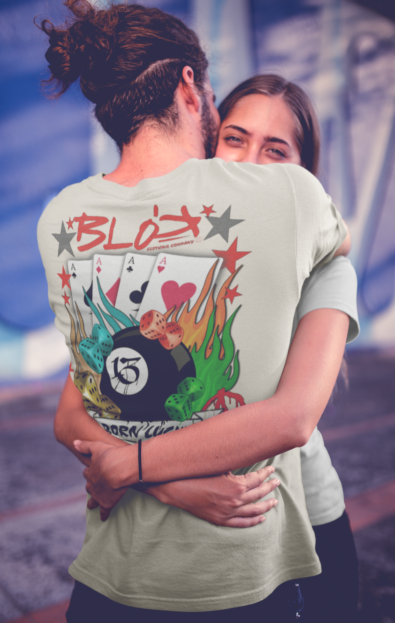 Born Lucky - Back & Front Print - with Red Logo