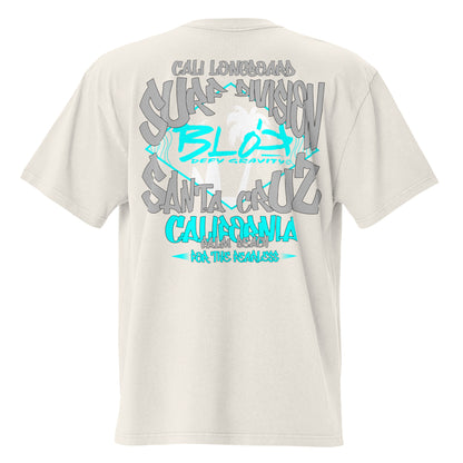 Santa Cruz - Front & Back Print in Gray & Turquoise - Men's Oversize Graphic T-Shirt