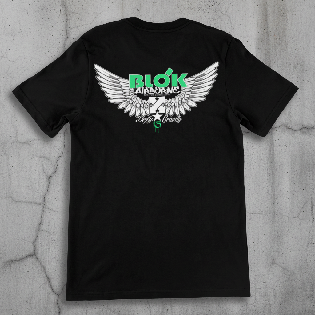 Airborne Wings - Front & Back Print in Green - Men's Loose Fit