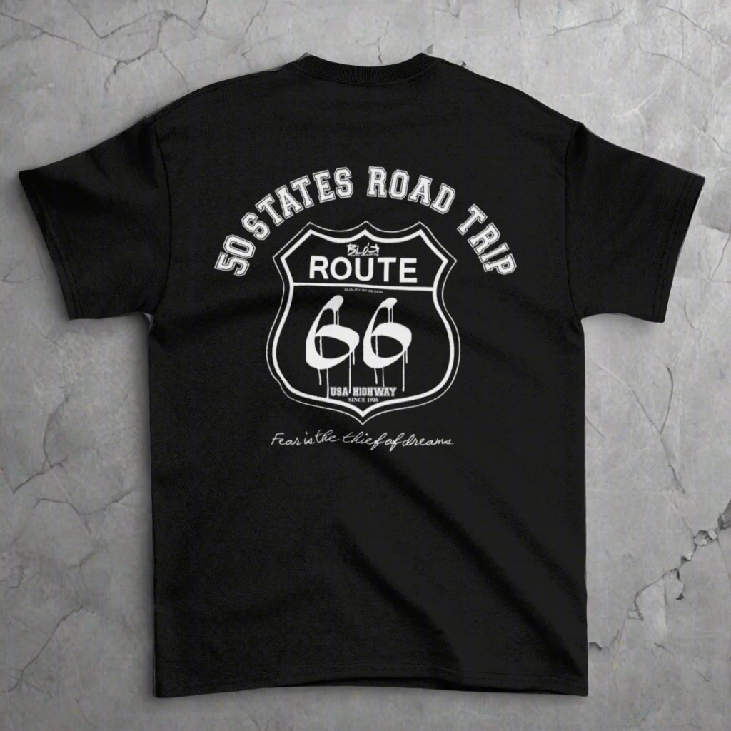 Route 66 Road Trip - 50 States - Front & Back Print in White - Women's Relaxed Fit