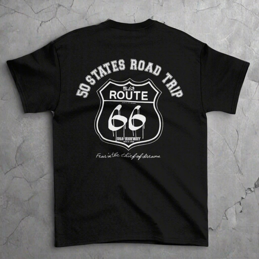 Route 66 Road Trip - 50 States - Front & Back Print in White - Women's Relaxed Fit