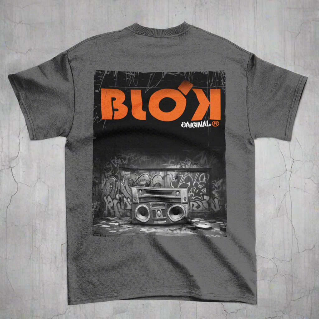 Boom Box - Front & Back Print with Orange Logo - Women's Relaxed Fit