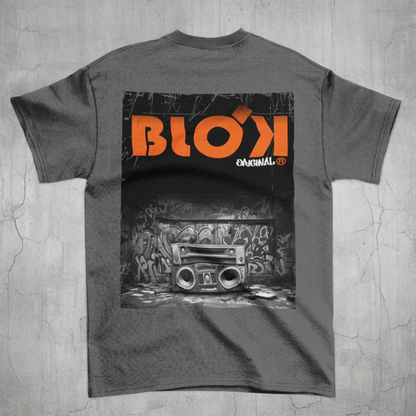 Boom Box - Front & Back Print with Orange Logo - Women's Relaxed Fit
