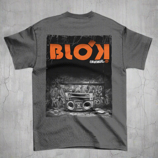 Boom Box - Front & Back Print with Orange Logo - Women's Relaxed Fit