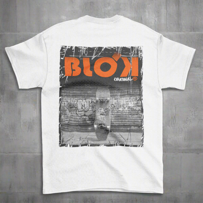 Blok Skateboard - Front & Back Print - with Orange Logo - Men's Loose Fit
