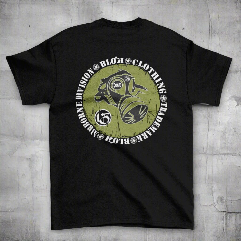 Gas Mask - Front & Back Print - in White & Green - Men's Loose Fit