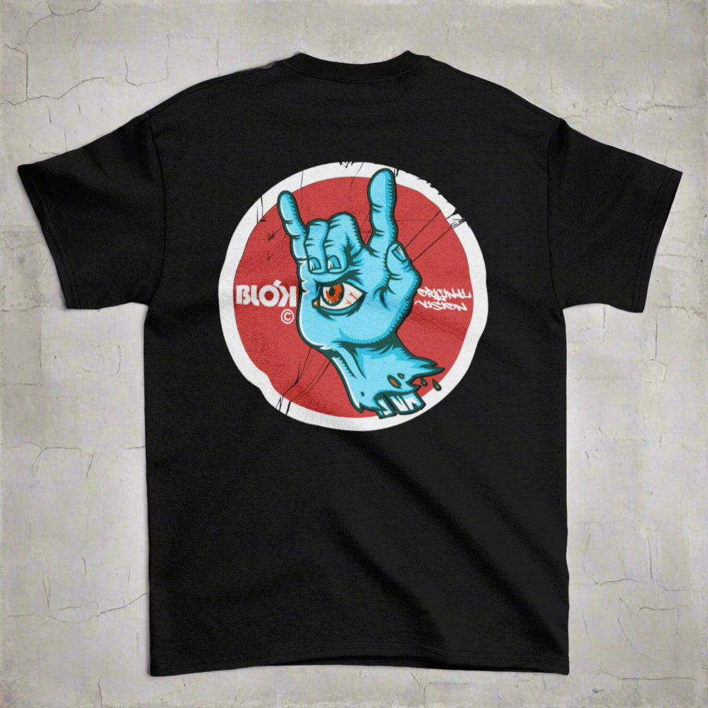 Blok Original Vision - Front & Back Print - in White & Blue - Men's Loose Fit