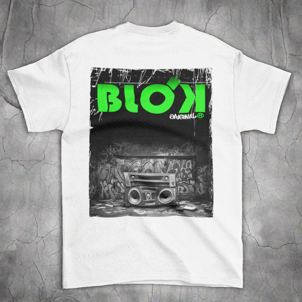 Boom Box - Front & Back Print with Green Logo - Women's Relaxed Fit