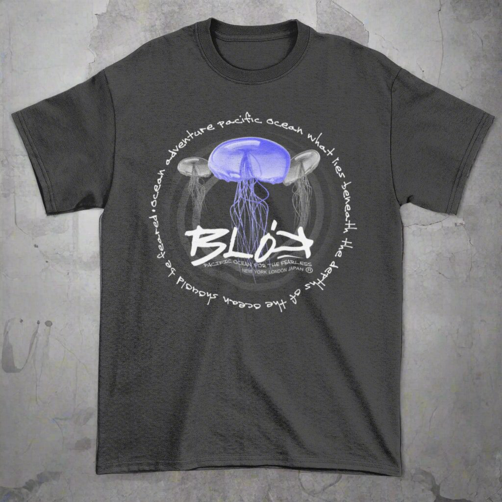 Jellyfish - Front Print - with White Logo - Men's Loose Fit