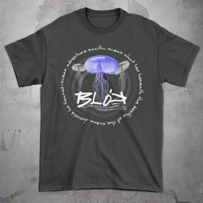 Jellyfish - Front Print - with White Logo - Men's Loose Fit