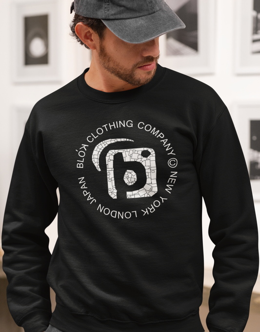 Mosaic Circle - White Print - Men's Sweatshirt