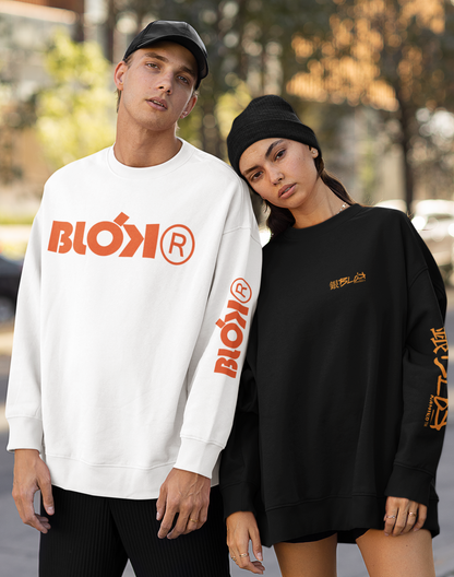 Blok R - Front & Arm Print in White - Men's Sweatshirt