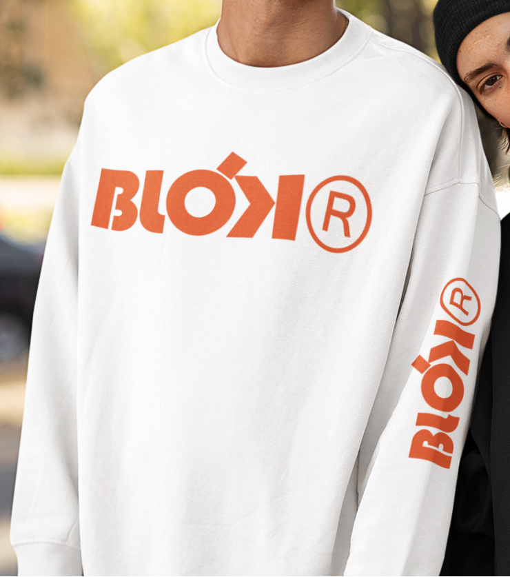 BLOK R - Front & Arm Print in Orange - Men's Graphic Sweatshirt