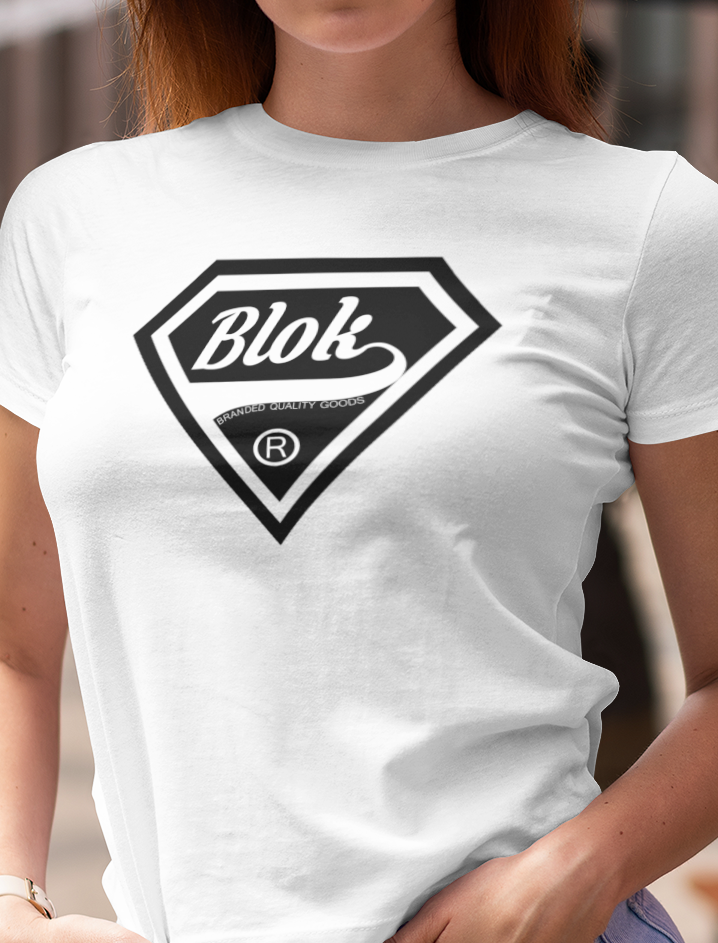 BLOK Shield - Black & White Print Women's Slim Fit Graphic T-Shirt