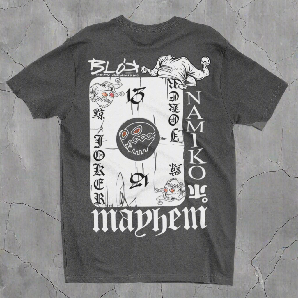 Poker Face - Front & Back Print - in White - Men's Loose Fit