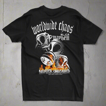 Worldwide Chaos - Front & Back Print - in White - Men's Loose Fit