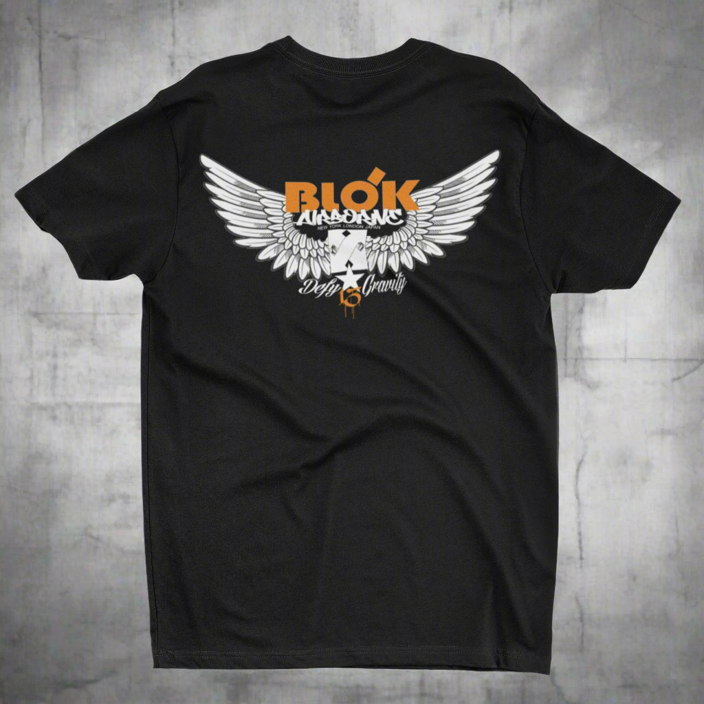 Airborne Wings - Front & Back Print in Orange - Men's Loose Fit