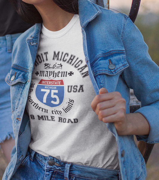 Detroit 8 Mile - 50 States - Front & Back Print in Black - Women's Relaxed Fit