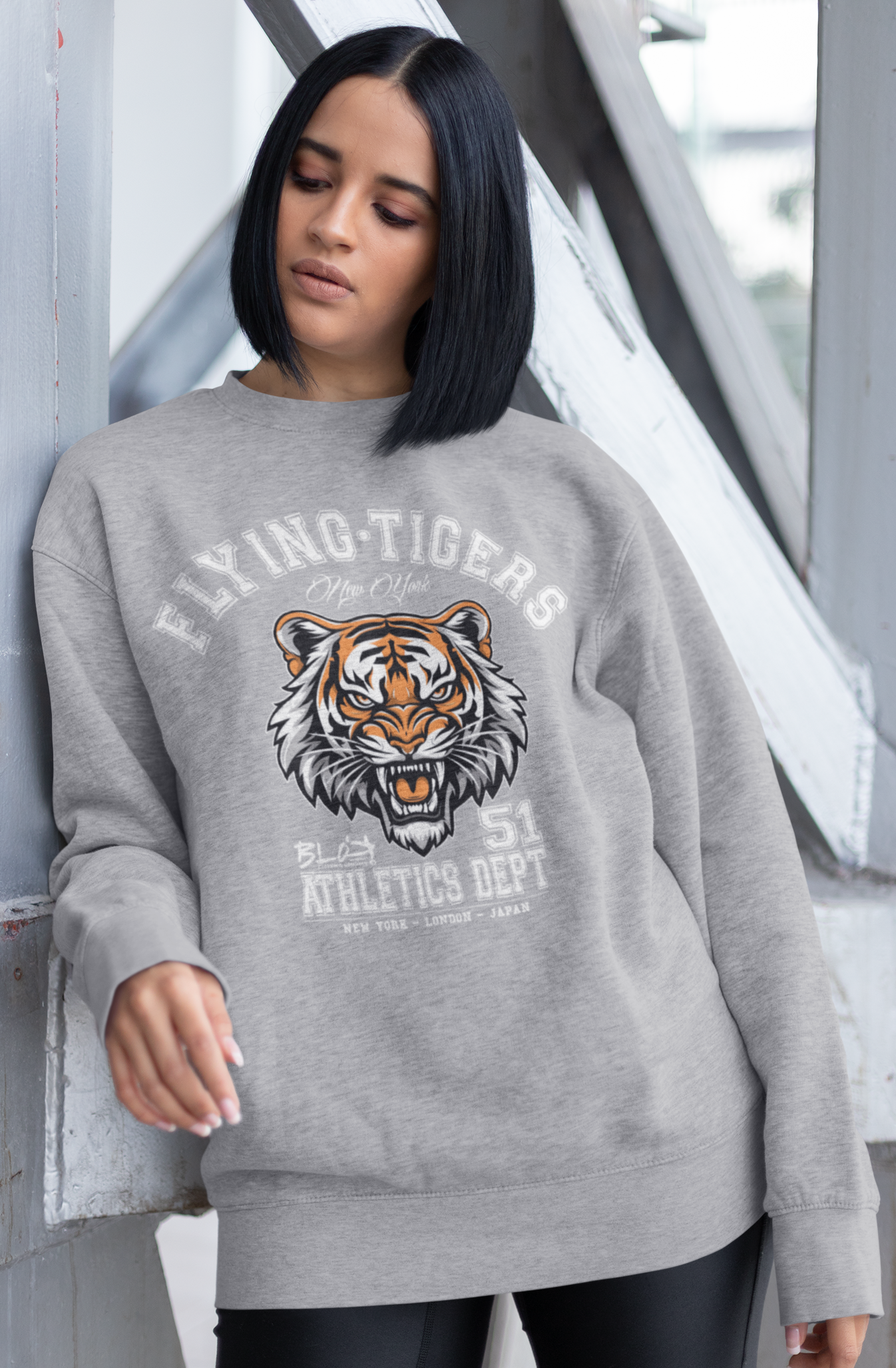 Flying Tigers - Front Print with White Logo - Women's Sweatshirt