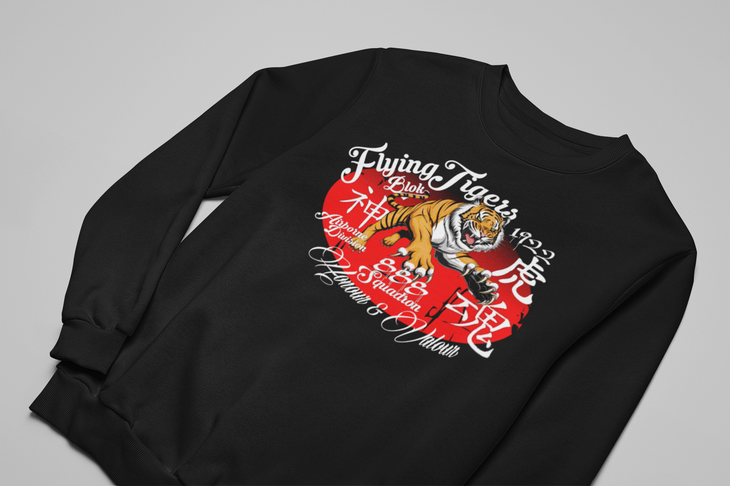 Flying Tigers - Front Print in Red & White - Women's Sweatshirt
