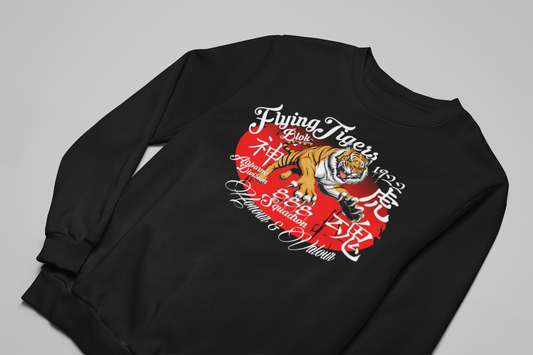 Flying Tigers - Front Print in Red & White - Women's Sweatshirt