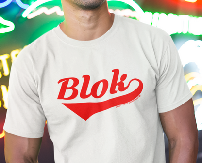 Blok Classic Logo - Front Print - in Red - Men's Classic Fit Graphic T-Shirt