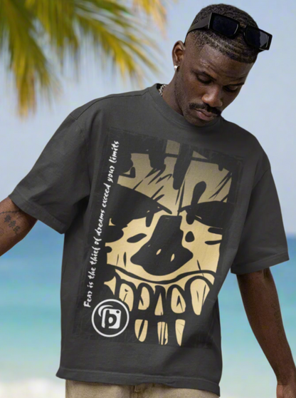 Tiki Skull - Front Print - in Cream - Men's Oversize