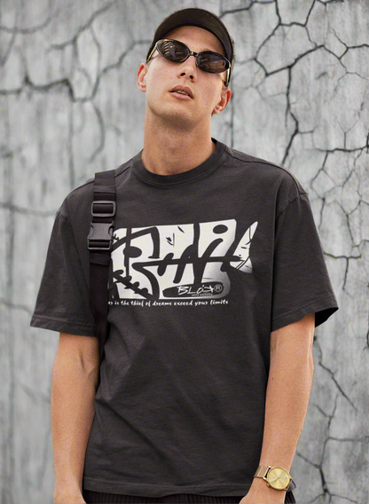 Fish Bone - Front & Back Print - in White - Men's Oversize