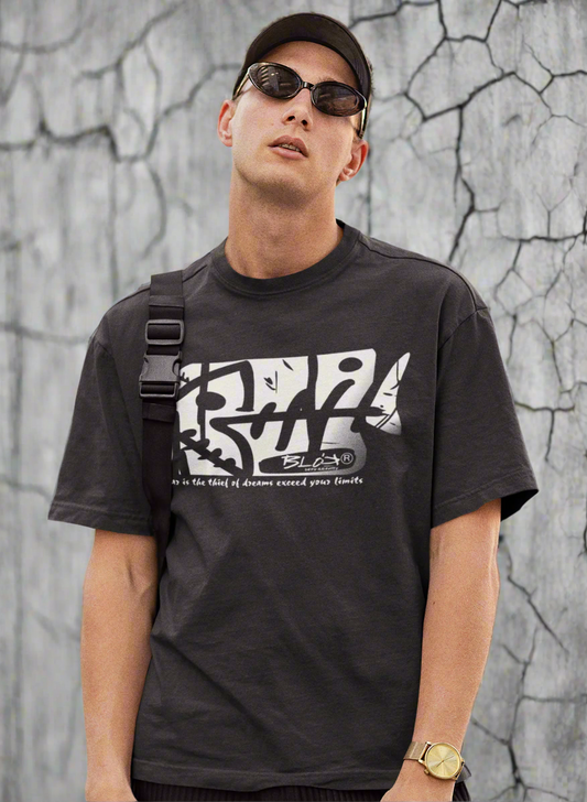 Fish Bone - Front & Back Print - in White - Men's Oversize