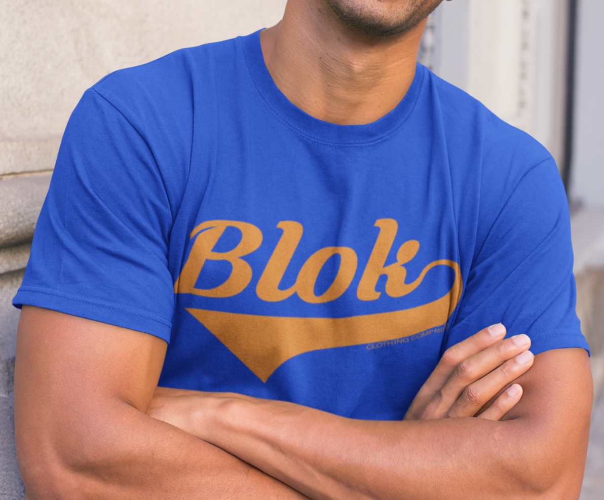 Blok Classic Logo - Front Print - in Orange - Men's Classic Fit Graphic T-Shirt