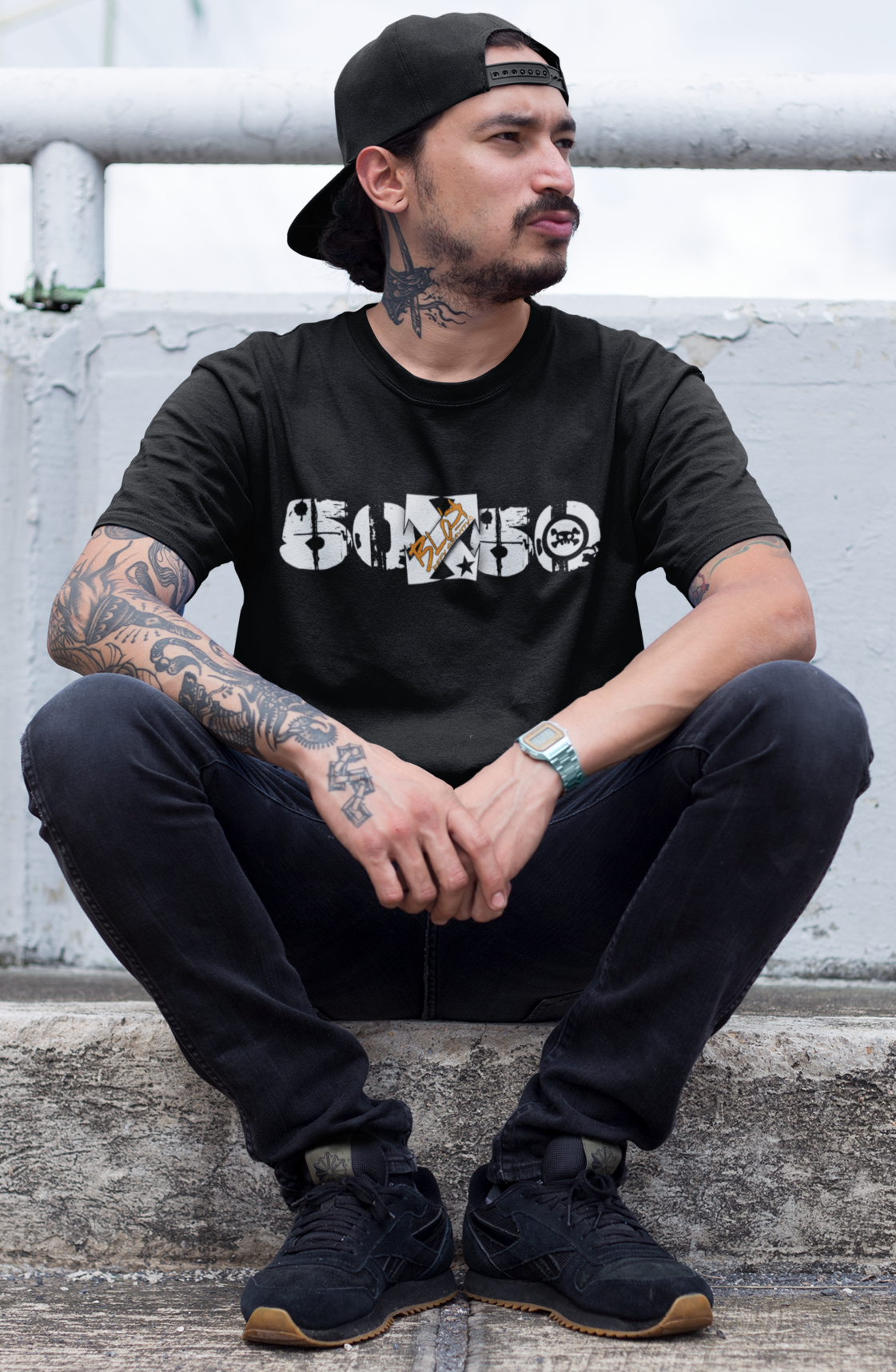 50/50 - in White & Orange Print - Men's Classic Fit