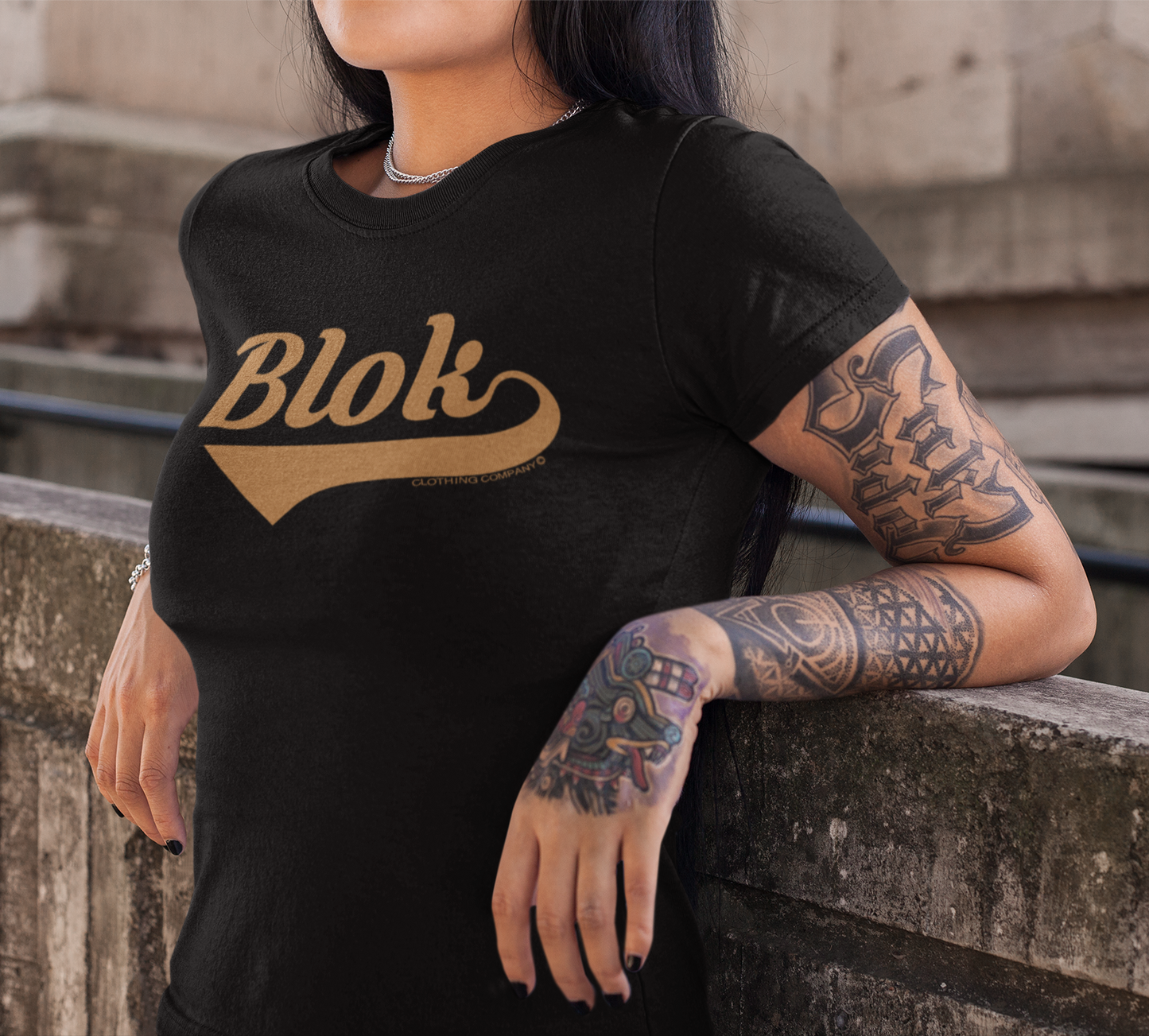Blok Classic - Front Print in Gold - Women's Slim Fit