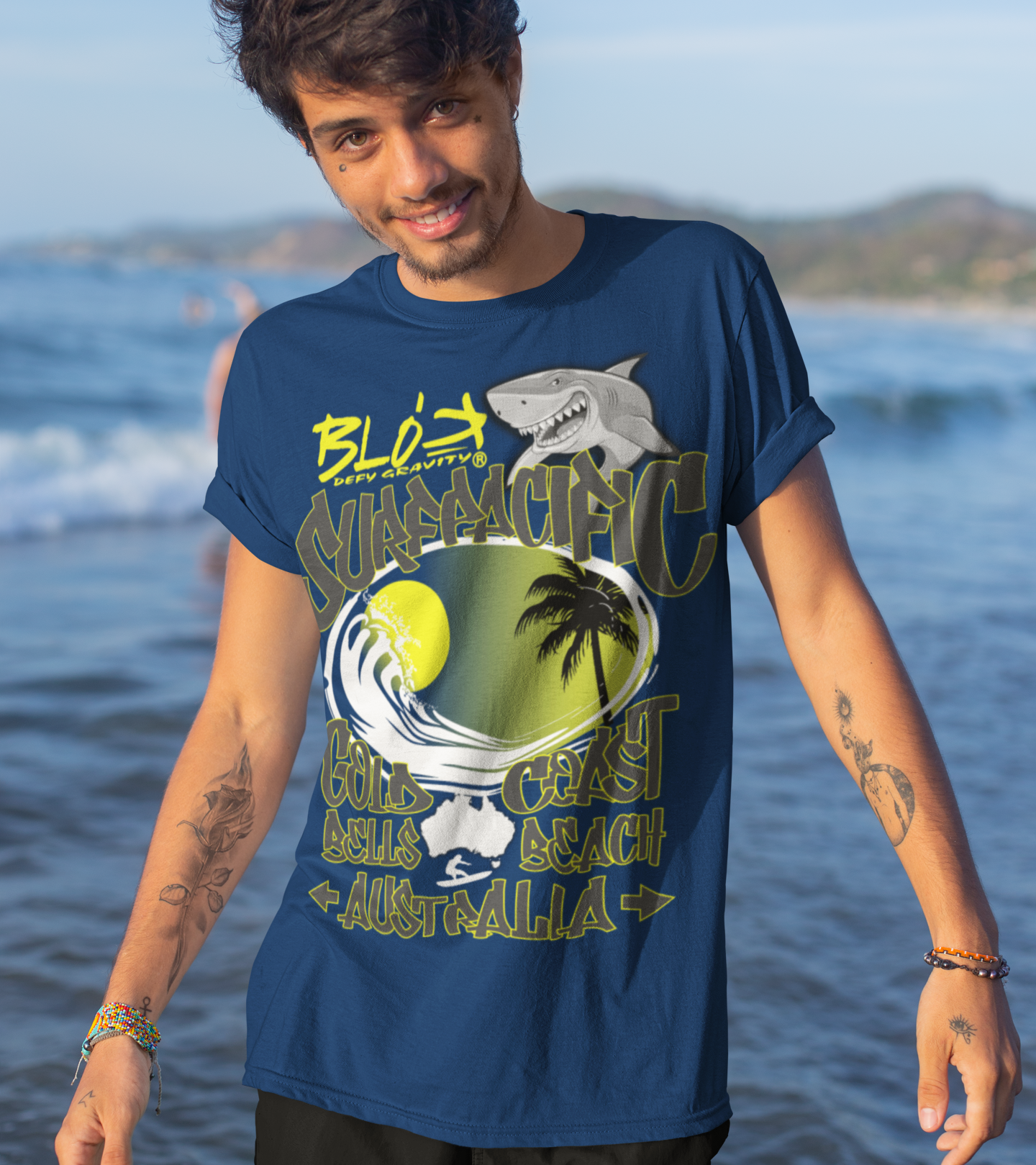 Gold Coast - Front Print with Yellow Logo - Men's Classic Fit