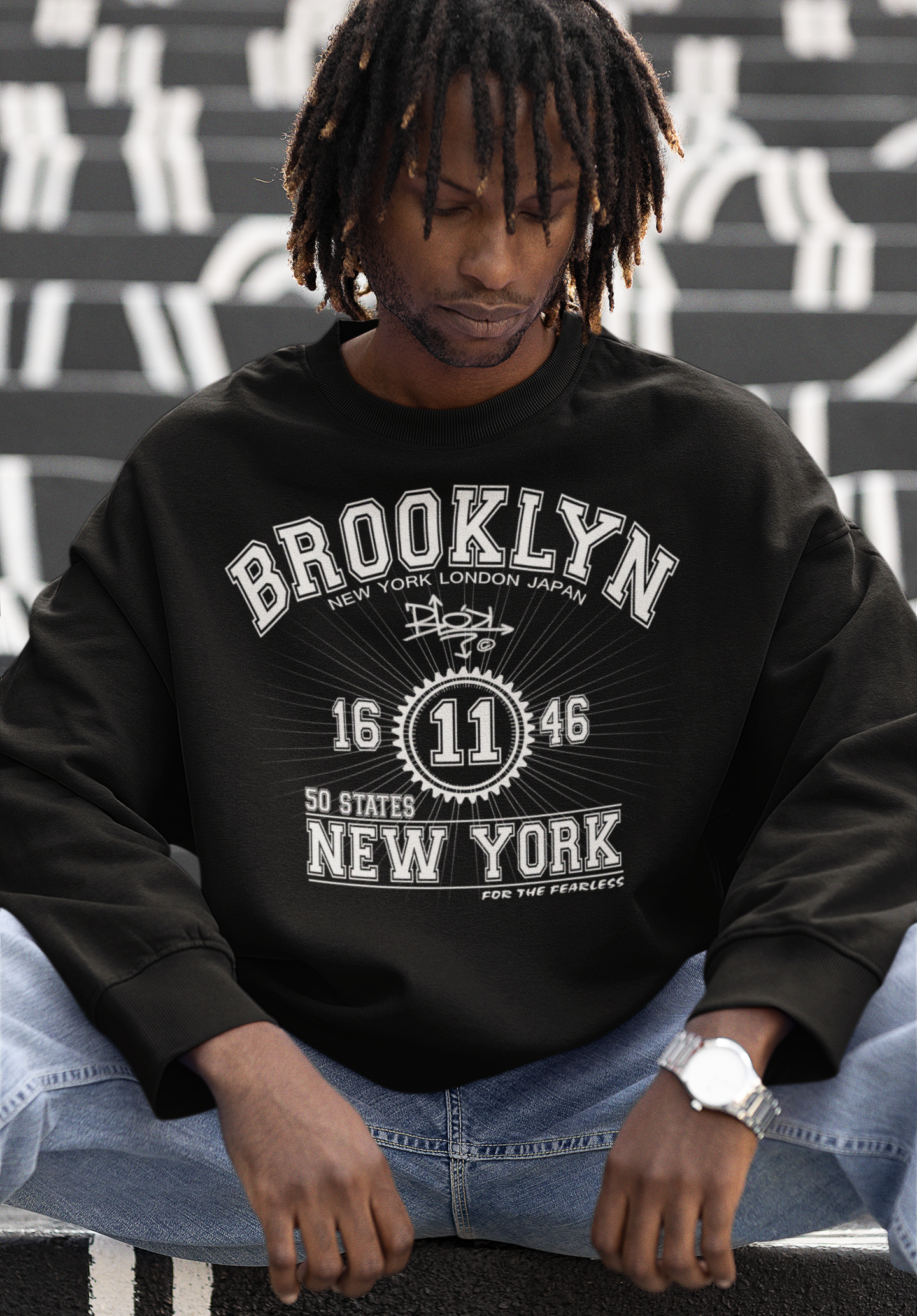 Brooklyn New York - Front Print White - Men's Sweatshirt
