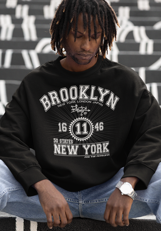 Brooklyn New York - Front Print White - Men's Sweatshirt