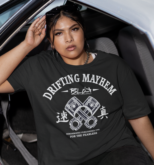 Drifting Mayhem - Front Print - in White - Women's Oversize