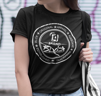 BLOK Original Apparel Stamp - White Print Women's Slim Fit Graphic T-Shirt