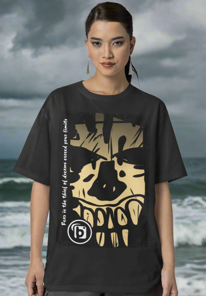 Tiki Skull - Back & Front Print in Sand - Women's Oversize