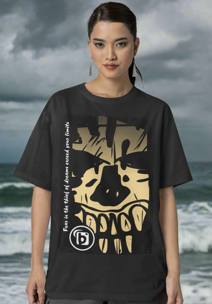Tiki Skull - Back & Front Print in Sand - Women's Oversize