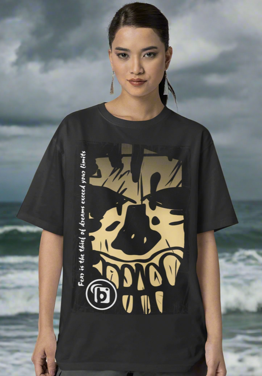 Tiki Skull - Back & Front Print in Sand - Women's Oversize