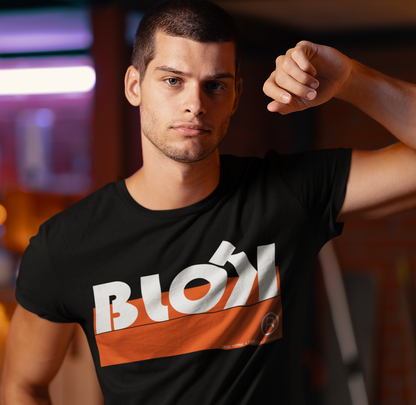 Blok stripe white - Front Print - in Orange - Men's Loose Fit