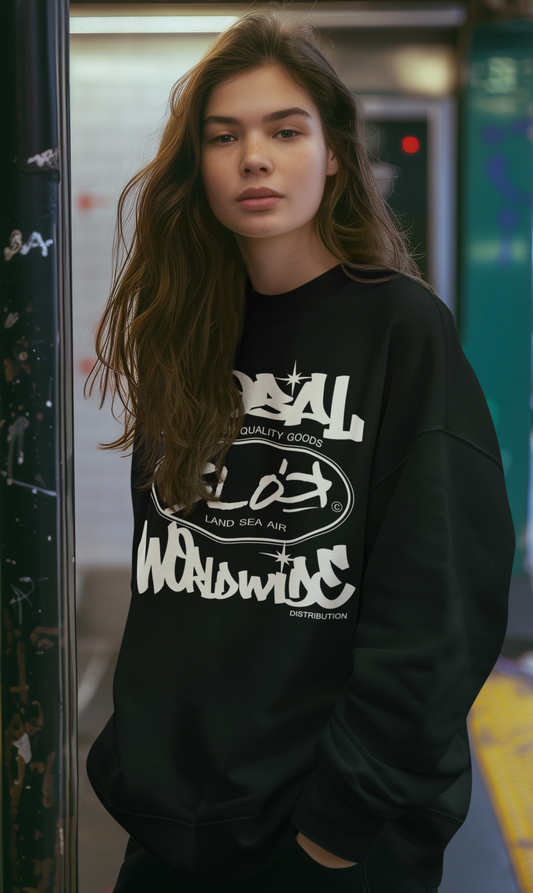 Blok Global - Front & Arm Print in White - Women's Sweatshirt