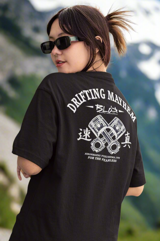 Drifting Mayhem - Front & Back Print in White - Women's Relaxed Fit