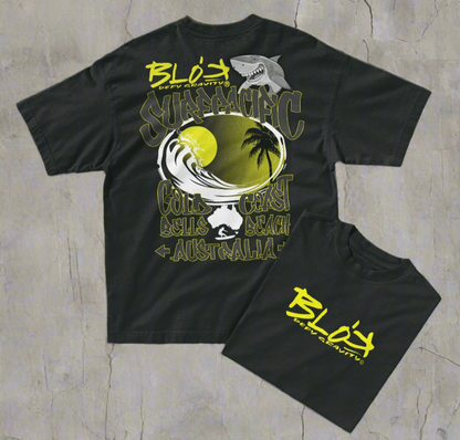 Gold Coast - Front & Back Print - with Yellow Logo - Men's Oversize